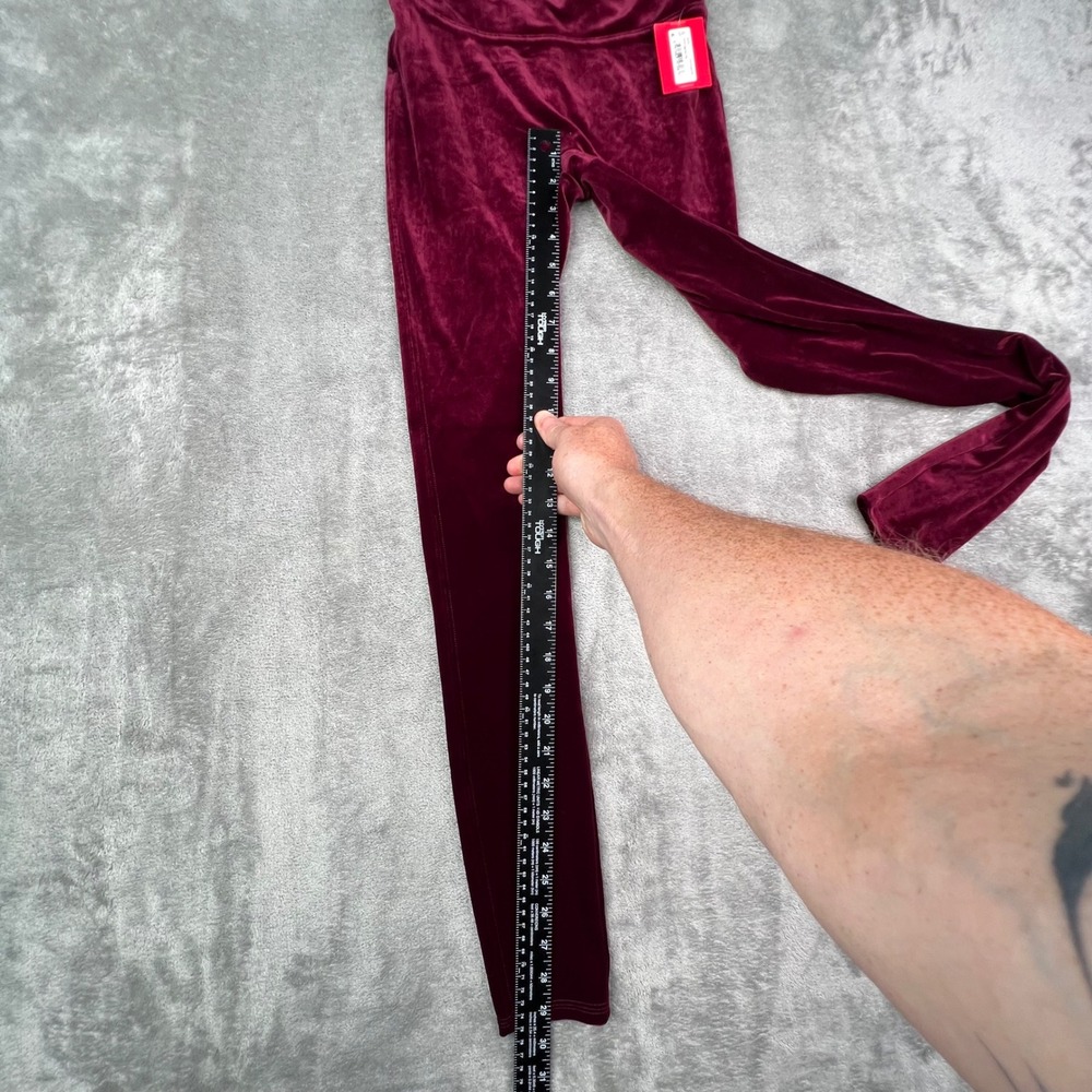 Spanx Velvet Leggings Womens Small Rich Burgundy Solid High Waisted Luxe Stretch - Picture 5 of 12